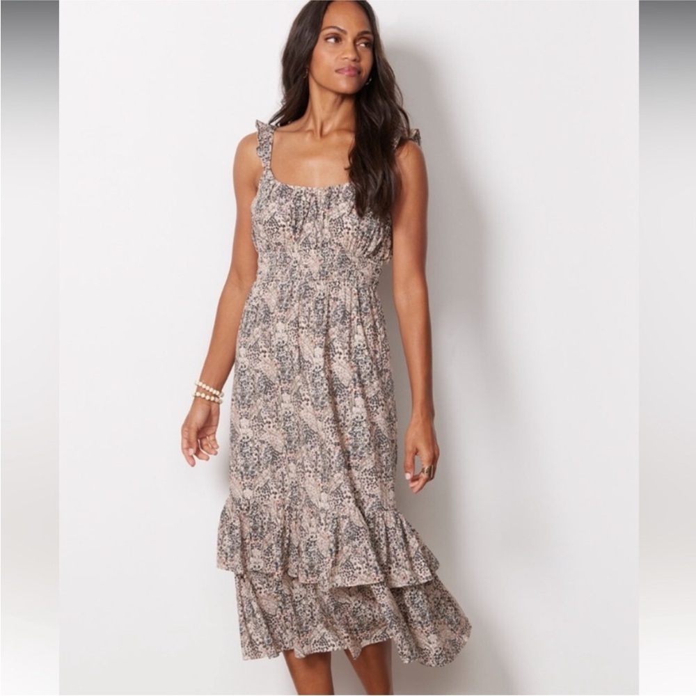 Paige Denim Gisela Smocked Maxi Dress ruffle